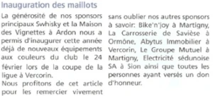 Image d'illustration Article dans le journal de Savièse